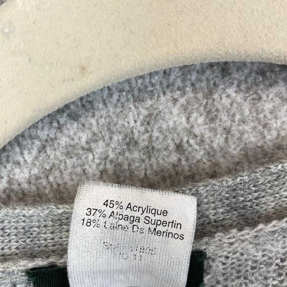 Vtg. J. Crew merino wool alpaca cardigan XS soft gray sparkle buttons pockets - Picture 7 of 11